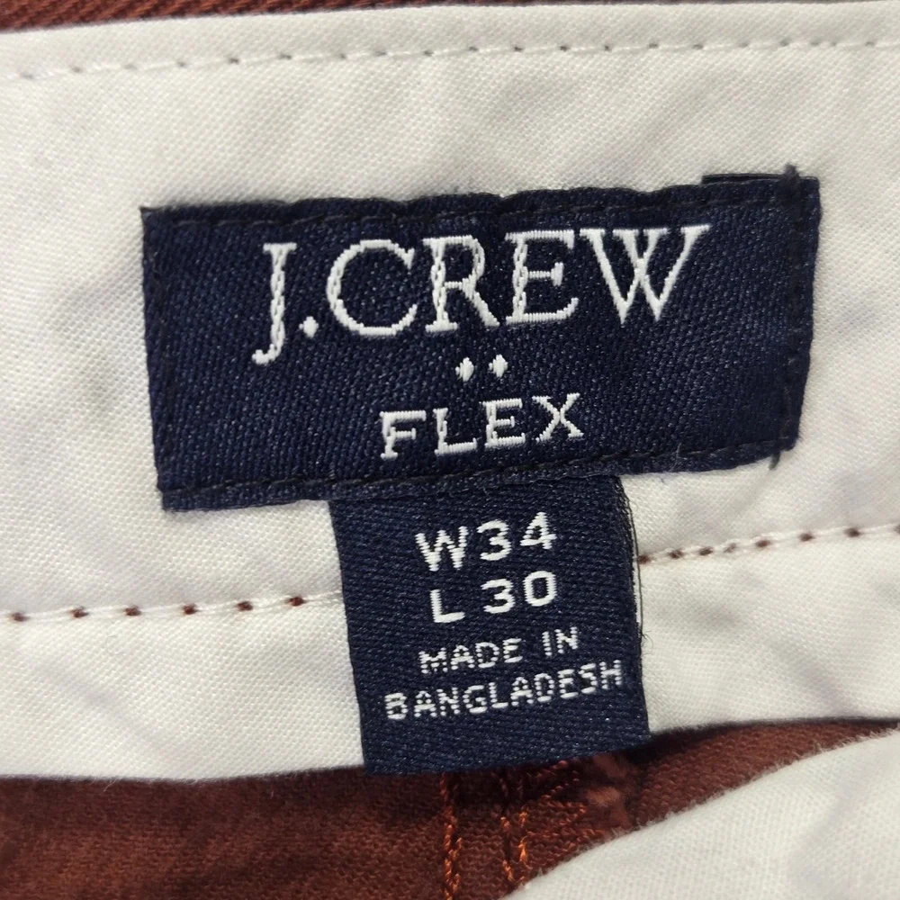 J.Crew Chino Pants Brown Flex Slim Re-Imagined Casual Dress Golf Mens 34x30